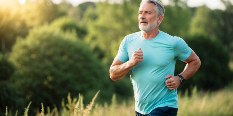 a 55 year old man jogging as a way to relieve stress
