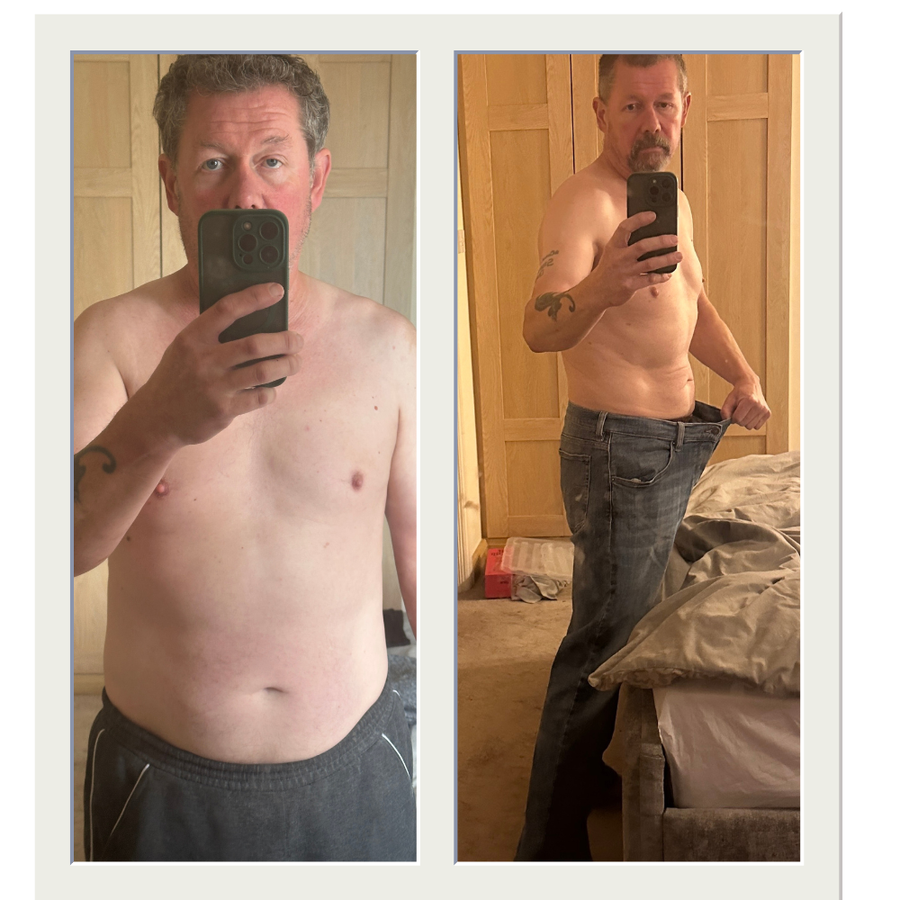 a before and after switching to the carnivore lifestyle taken 90 days apart